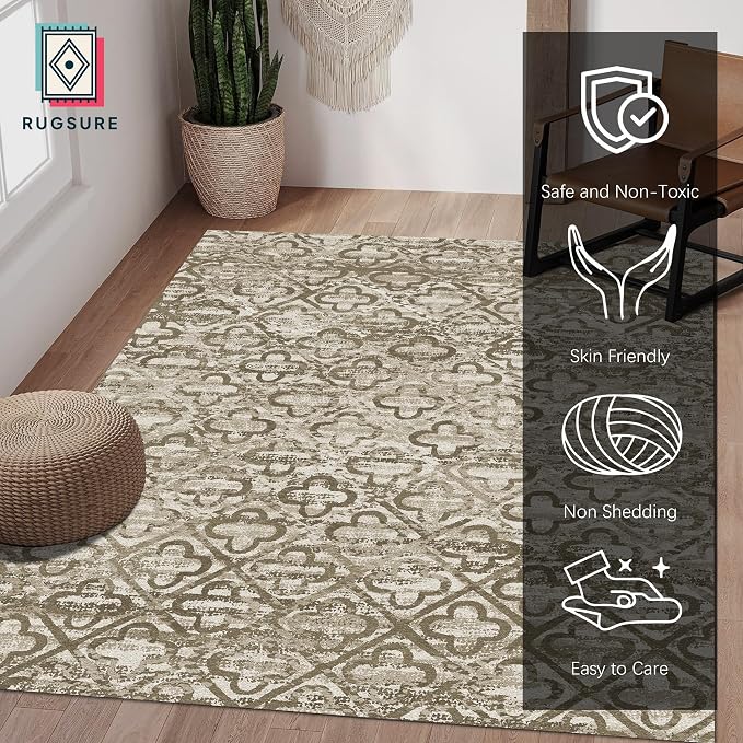 RUGSURE Washable Area Rugs, Pet & Child Friendly, Vibrant Colors Rugs - Image 2