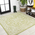 JONATHAN Y Boho Medallion Indoor Outdoor Square Area Rug 5X5 Green/Cream by JONATHANY