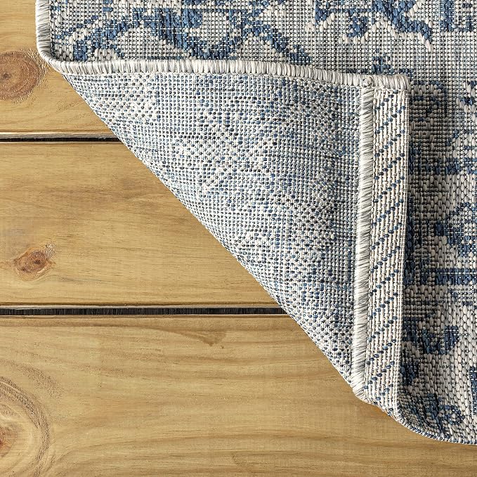 JONATHAN Y Boho Medallion Indoor Outdoor Square Area Rug 8X8 Navy/Gray - Image 6