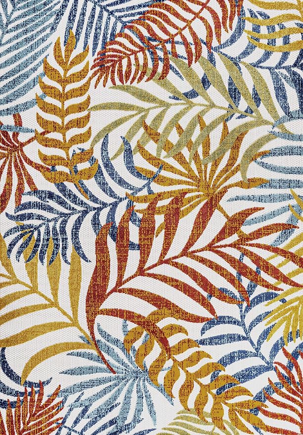 JONATHAN Y Tropics Palm Leaves Indoor Outdoor Area Rug 4X6 Cream/Orange - Image 11