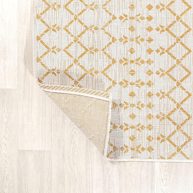 JONATHAN Y Moroccan Geometric Indoor Outdoor Area Rug 3X5 Cream/Yellow - Image 5