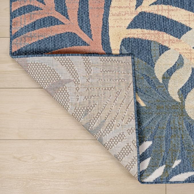 JONATHAN Y Tropics Palm Leaves Indoor Outdoor Area Rug 3x5 Dark Blue/Multi - Image 5