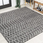 JONATHAN Y Moroccan Geometric Indoor Outdoor Square Area Rug 5X5 Black/Gray by JONATHANY