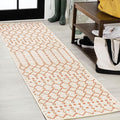 JONATHAN Y Moroccan Geometric Indoor Outdoor Runner Rug 2X10 Cream/Orange by JONATHANY