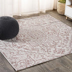 JONATHAN Y Boho Medallion Indoor Outdoor Square Area Rug 4X4 Red/Taupe by JONATHANY