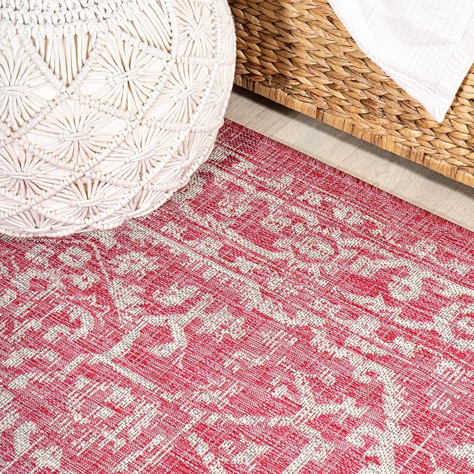 JONATHAN Y Boho Medallion Indoor Outdoor Runner Rug 2X10 Fuchsia/Light Gray - Image 5