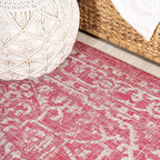 JONATHAN Y Boho Medallion Indoor Outdoor Round Area Rug 5 Ft Fuchsia/Light Gray - Image 5