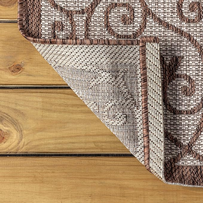 JONATHAN Y Vintage Filigree Indoor Outdoor Square Area Rug 9X9 Taupe/Espresso - Image 5