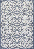 JONATHAN Y Vintage Filigree Indoor Outdoor Area Rug 5X8 Blue/Cream, Madrid - Image 8