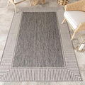 Nuloom Asha Grey/Ivory, Striped Border, Soft and Cozy, High Traffic, Easy Clean by nuLOOM