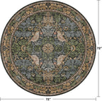 Washable Round Area Rugs 6ft for Living Room, Vintage Large Boho Floral Bird - Image 2