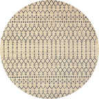 JONATHAN Y Moroccan Geometric Indoor Outdoor Round Area Rug 6 Ft Beige/Navy - Image 8