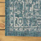 JONATHAN Y Boho Medallion Indoor Outdoor Round Area Rug 5 Ft Teal/Gray - Image 7