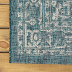 JONATHAN Y Boho Medallion Indoor Outdoor Round Area Rug 4 Ft Teal/Gray - Image 6