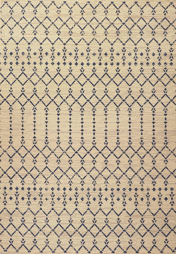 JONATHAN Y Moroccan Geometric Indoor Outdoor Area Rug 8X10 Beige/Navy, Ourika - Image 9