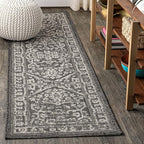 JONATHAN Y Boho Medallion Indoor Outdoor Runner Rug 2X10 Black/Gray, Malta by JONATHANY