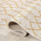 JONATHAN Y Moroccan Geometric Indoor Outdoor Area Rug 9X12 Cream/Yellow - Image 6