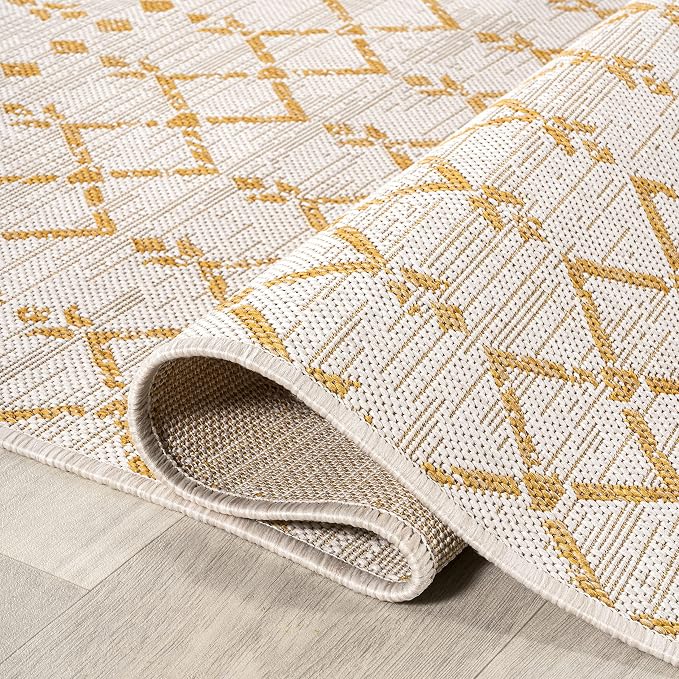 JONATHAN Y Moroccan Geometric Indoor Outdoor Area Rug 3X5 Cream/Yellow - Image 6