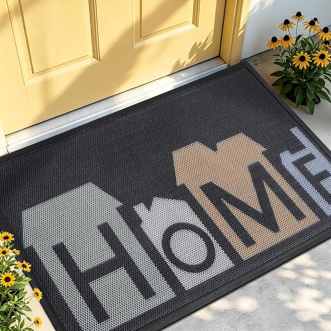 Front Door Mat, Heavy Duty Non-Slip Rubber Dirt Trapper, Quick-Dry Low-Profile by WELDUN
