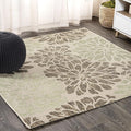 JONATHAN Y Floral Textured Weave Indoor Outdoor Square Area Rug 6X6 Sage/Brown by JONATHANY