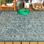 JONATHAN Y Boho Medallion Indoor Outdoor Area Rug 3X5 Teal/Gray, Malta Textured - Image 10