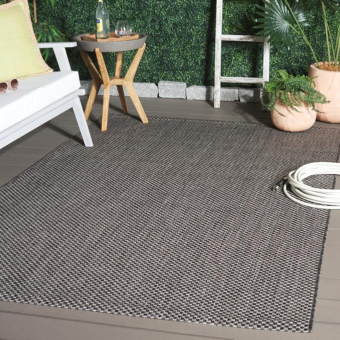 SAFAVIEH Courtyard Collection 5'3" x 7'7" Black/Beige CY8521 Indoor/ Outside by Unknown