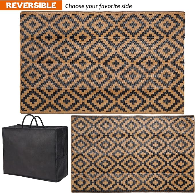 SAND MINE Reversible Mats, Plastic Straw Rug, Modern Area Rug, Large Floor Mat - Image 4