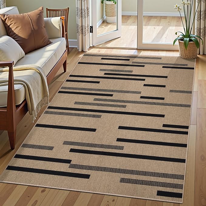Tangsoo Stripe Easy Jute Rug, Ultra Thin 3x5 Washable Area Rug - Image 2