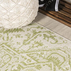 JONATHAN Y Boho Medallion Indoor Outdoor Square Area Rug 5X5 Cream/Green - Image 3