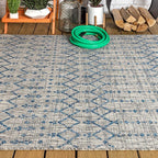 JONATHAN Y Moroccan Geometric Indoor Outdoor Area Rug 3X5 Light Gray/Navy - Image 11