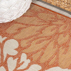 JONATHAN Y Floral Textured Weave Indoor Outdoor Runner Rug 2X10 Orange/Cream - Image 3