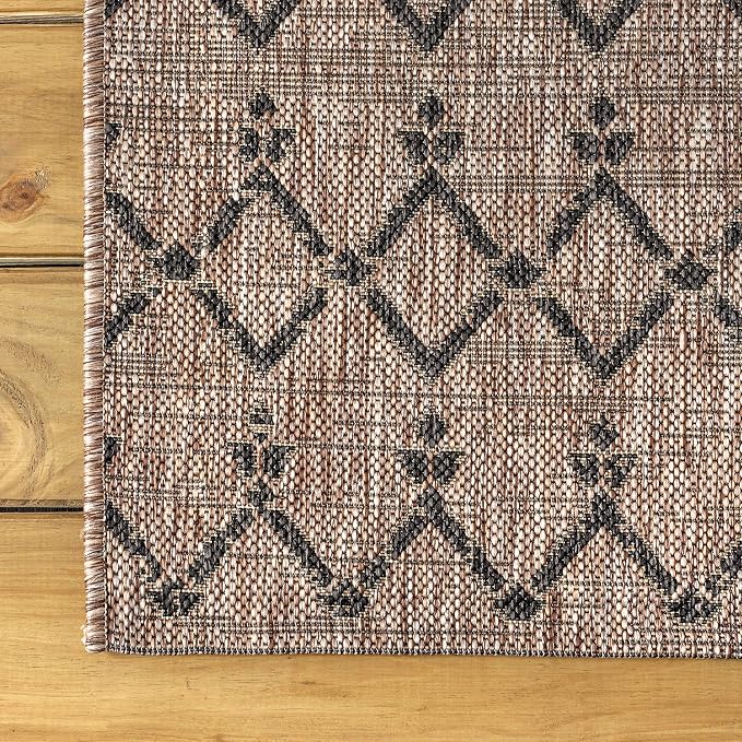 JONATHAN Y Moroccan Geometric Indoor Outdoor Runner Rug 2X10 Natural/Black - Image 7