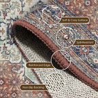 Washable Area Rug 6' x 9' Vintage Traditional Persian Mat - Image 6