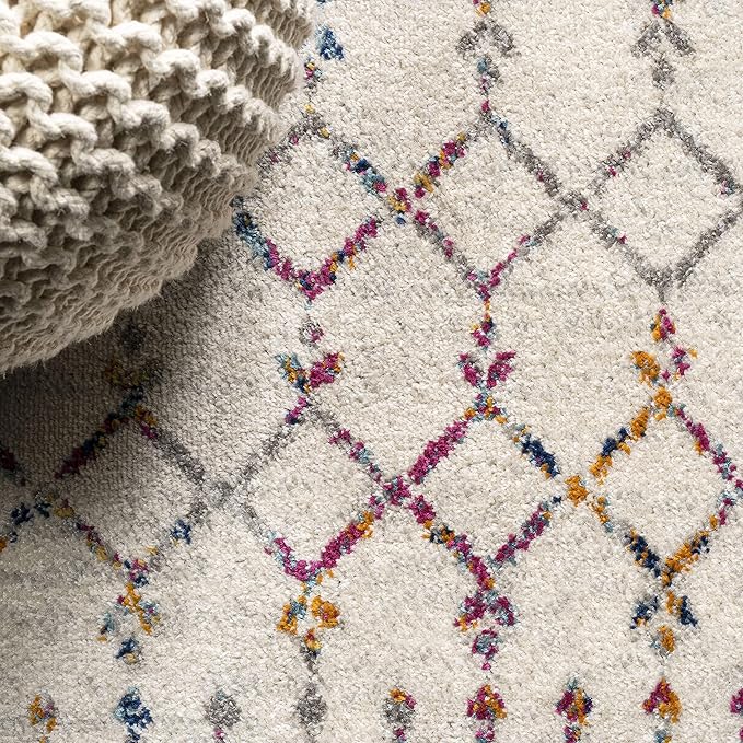 JONATHAN Y Boho Vintage Diamond Ivory/Multi Runner Rug 2X10 ft, Moroccan Hype - Image 3