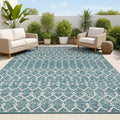 JONATHAN Y Moroccan Geometric Indoor Outdoor Area Rug 10X14 Teal/Gray, Ourika by JONATHANY