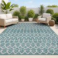 JONATHAN Y Moroccan Geometric Indoor Outdoor Area Rug 8X10 Teal/Gray, Ourika by JONATHANY