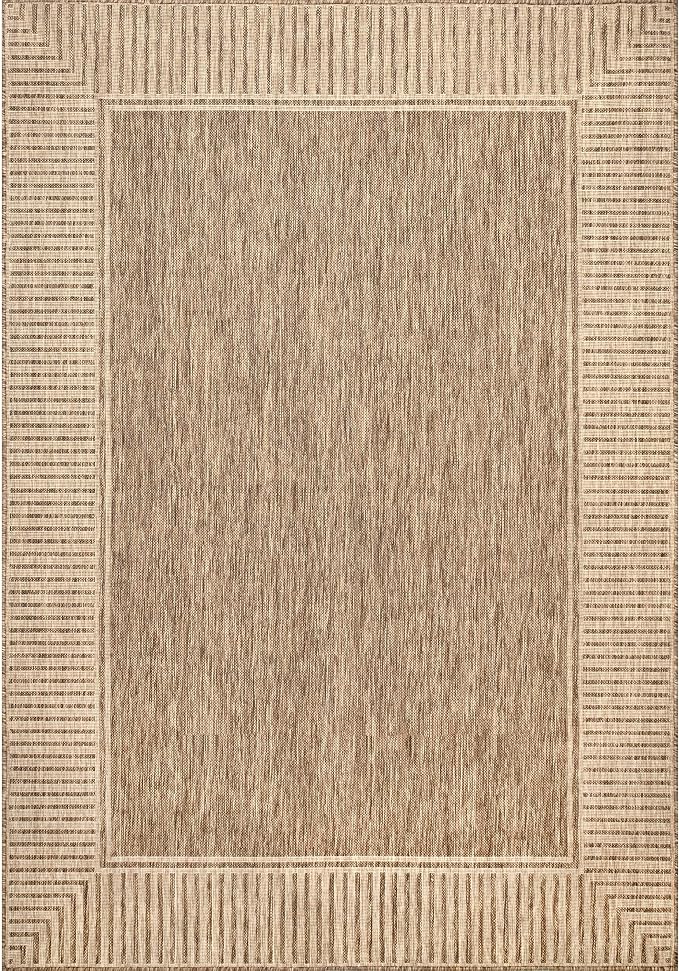 Nuloom Asha Light Brown/Ivory, Striped Border, Soft and Cozy, High Traffic - Image 2