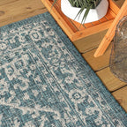 JONATHAN Y Boho Medallion Indoor Outdoor Square Area Rug 5X5 Teal/Gray - Image 3