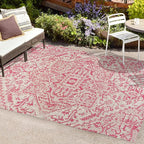JONATHAN Y Boho Medallion Indoor Outdoor Area Rug 4X6 Light Gray/Fuchsia - Image 3