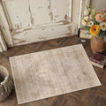 2x3 Washable Neutral Area Rug Beige Vintage Entryway Kitchen Carpet Non-Slip by WondRg