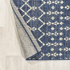 JONATHAN Y Moroccan Geometric Indoor Outdoor Area Rug 3X5 Navy/Beige, Ourika - Image 5