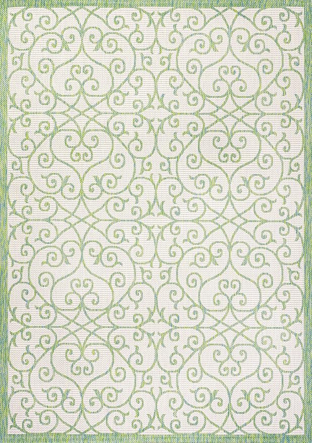 JONATHAN Y Vintage Filigree Indoor Outdoor Area Rug 4X6 Cream/Green, Madrid - Image 9