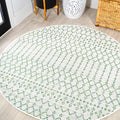 JONATHAN Y Moroccan Geometric Indoor Outdoor Round Area Rug 5 Ft Green/Ivory by JONATHANY