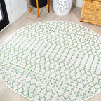 JONATHAN Y Moroccan Geometric Indoor Outdoor Round Area Rug 5 Ft Green/Ivory by JONATHANY