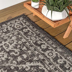 JONATHAN Y Boho Medallion Indoor Outdoor Round Area Rug 4 Ft Black/Gray - Image 8