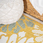 JONATHAN Y Floral Textured Weave Indoor Outdoor Runner Rug 2X10 Yellow/Cream - Image 3