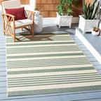 SAFAVIEH Courtyard Collection 4' x 5'7" Beige/Dark Green CY6062 Stripe Indoor/ by Unknown