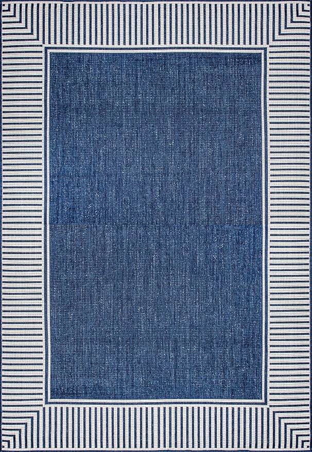 Nuloom Asha Navy/Ivory, Striped Border, Soft and Cozy, High Traffic, Easy Clean - Image 2