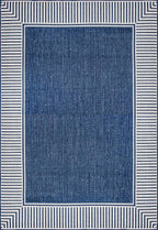 Nuloom Asha Navy/Ivory, Striped Border, Soft and Cozy, High Traffic, Easy Clean - Image 2