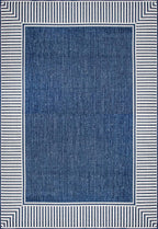 Nuloom Asha Navy/Ivory, Striped Border, Soft and Cozy, High Traffic, Easy Clean - Image 2